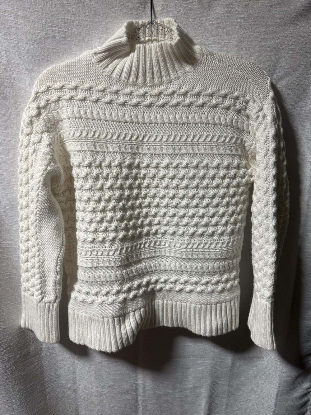 Haven Well Within Cream Mock Neck Textured Knit Sweater